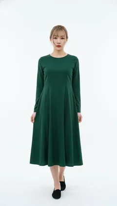 綠色長袖洋裝