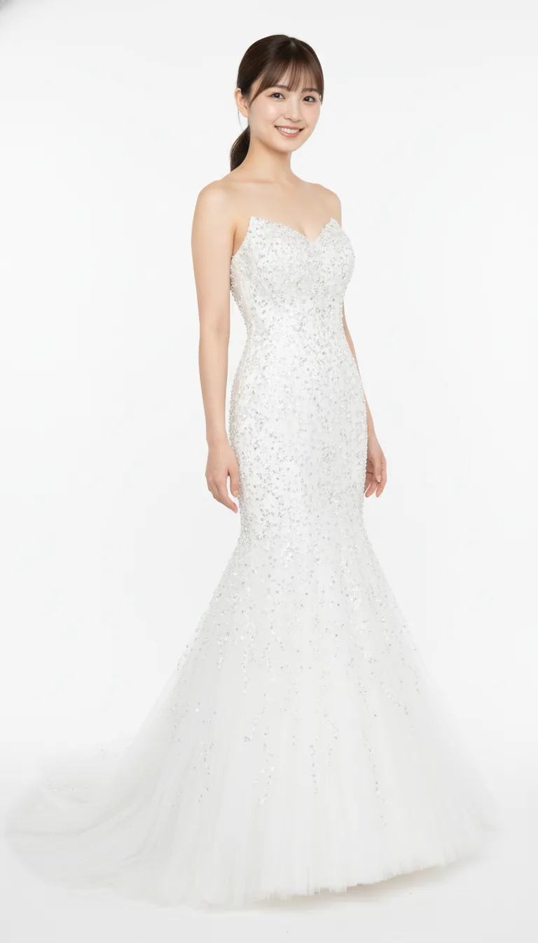 魚尾線條鑽飾婚紗