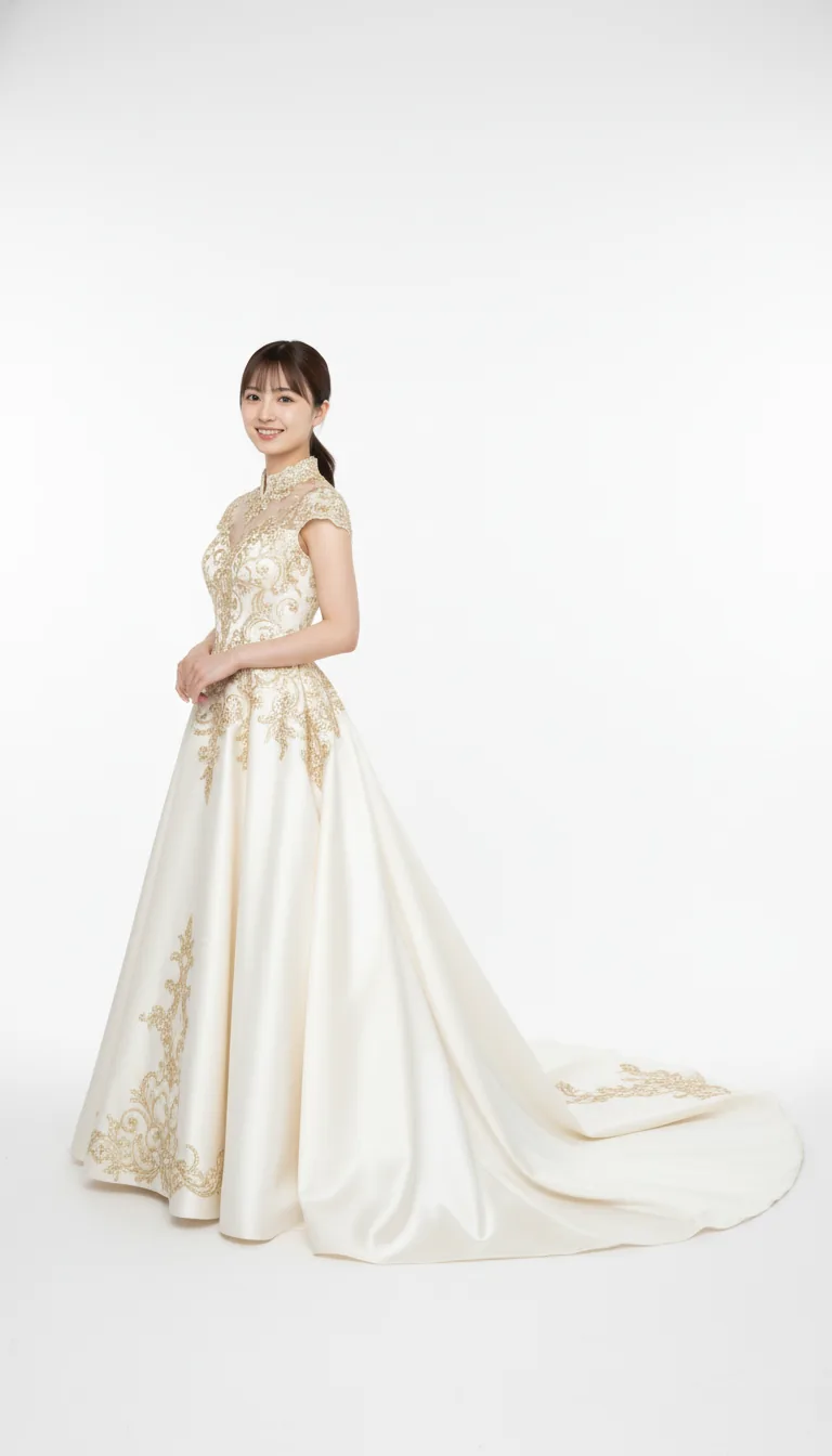皇室刺繡A字婚紗