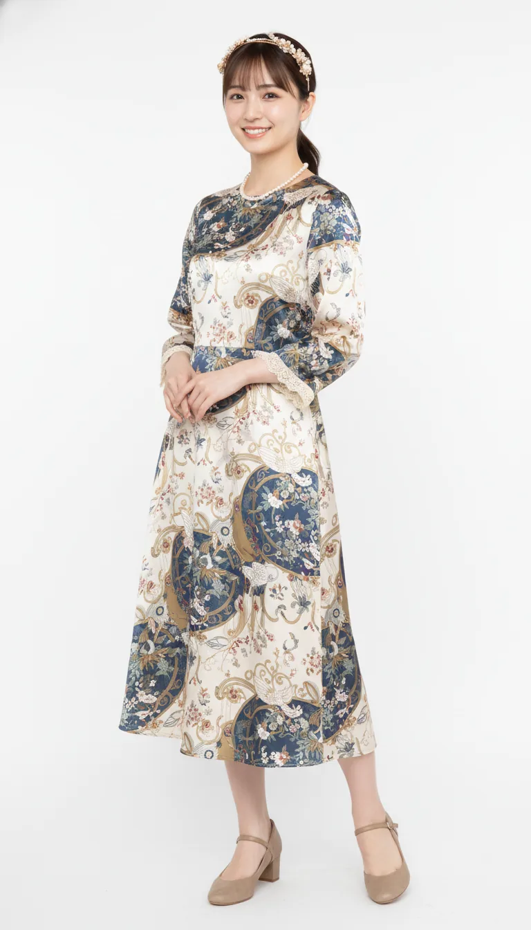 華麗洋裝與和風圖紋