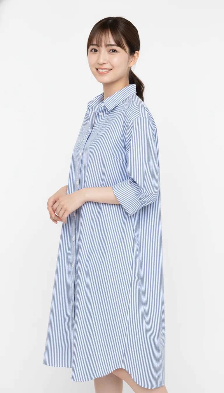 清新條紋襯衫裙