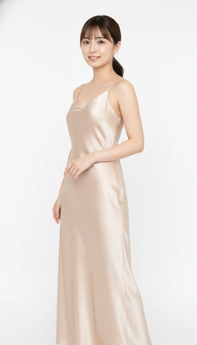優雅絲質吊帶裙