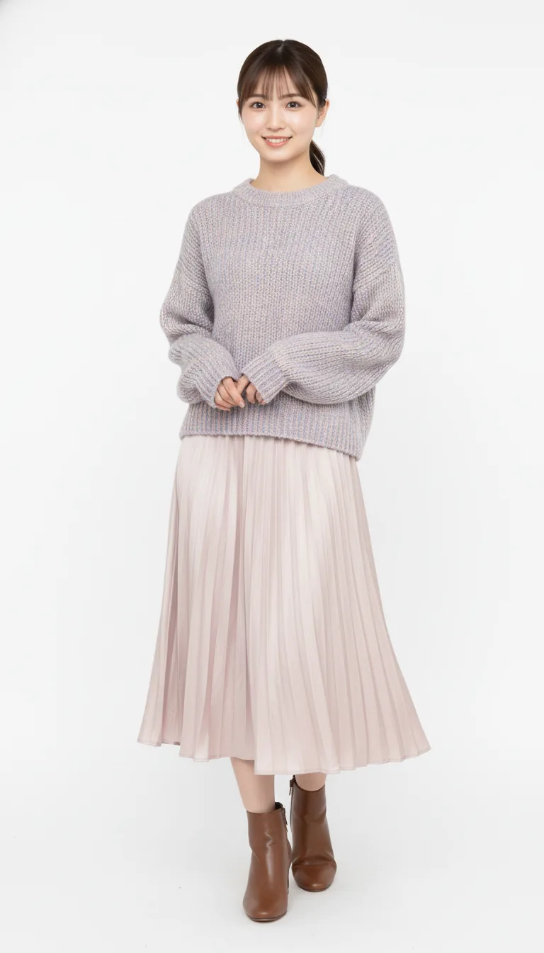 溫柔針織衫與百褶裙