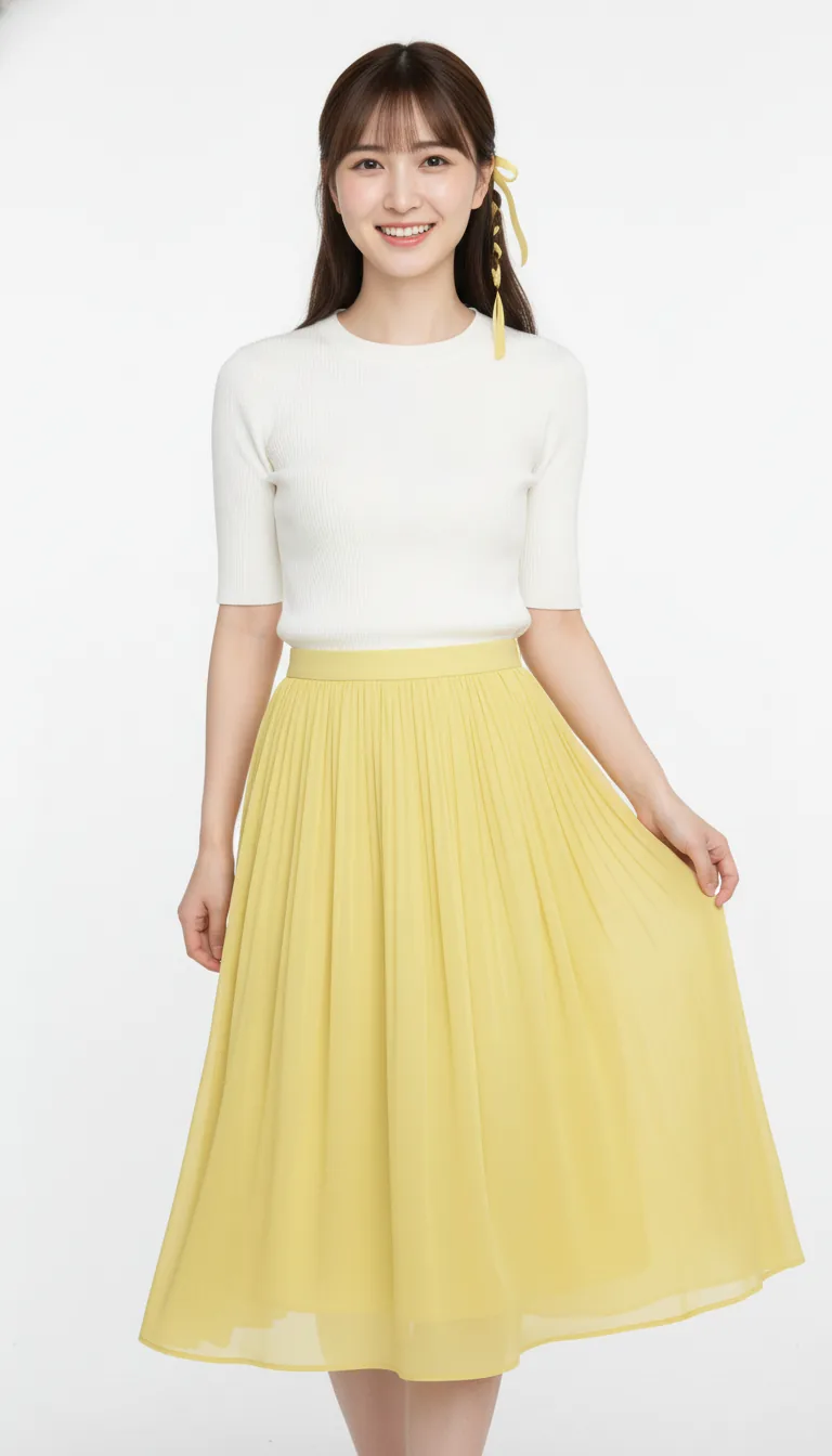 活力檸檬黃百褶裙