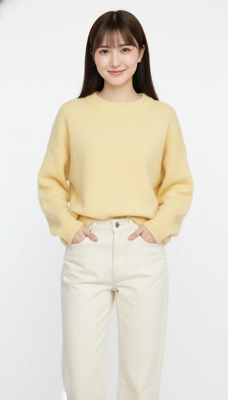 柔和鵝黃針織衫