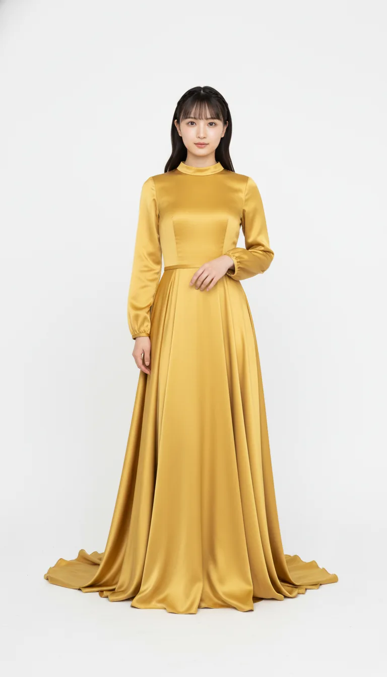 華麗絲綢金黃禮服
