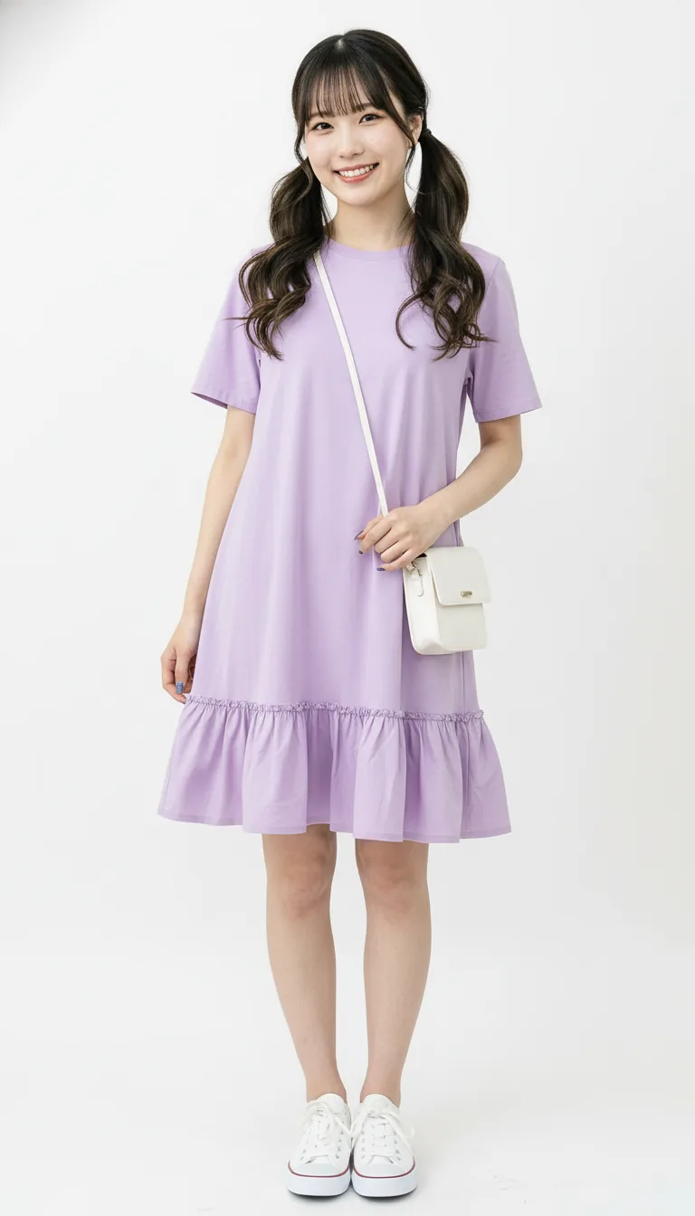 甜美休閒薰衣草連衣裙