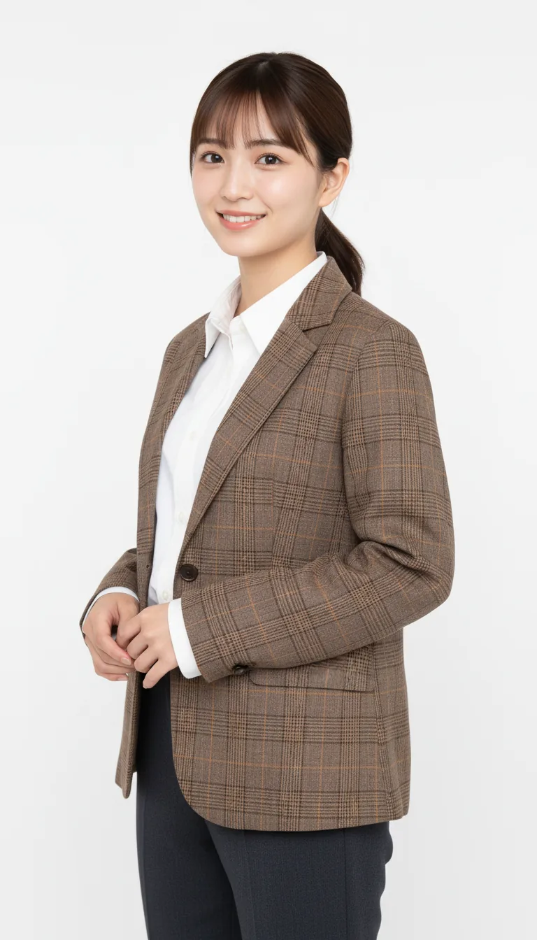 英倫格紋西裝外套