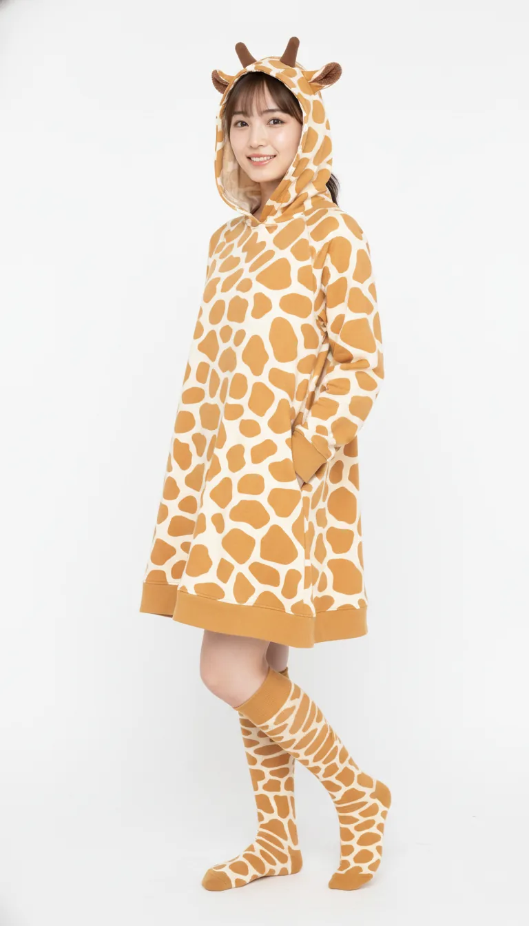 俏皮長頸鹿連帽洋裝