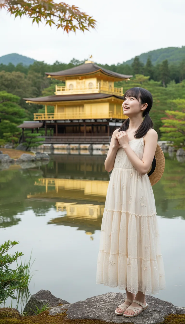 金閣寺的金色倒影