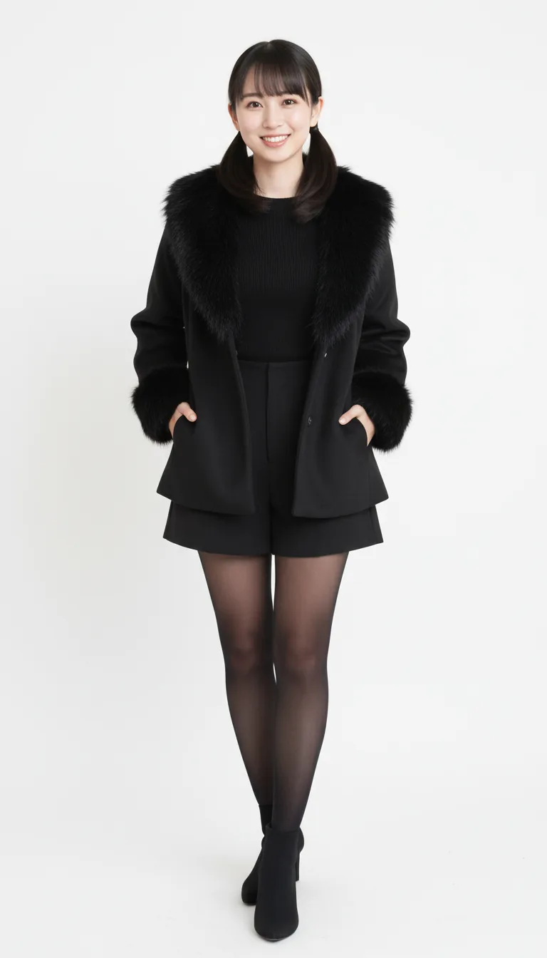 奢華皮草領短外套