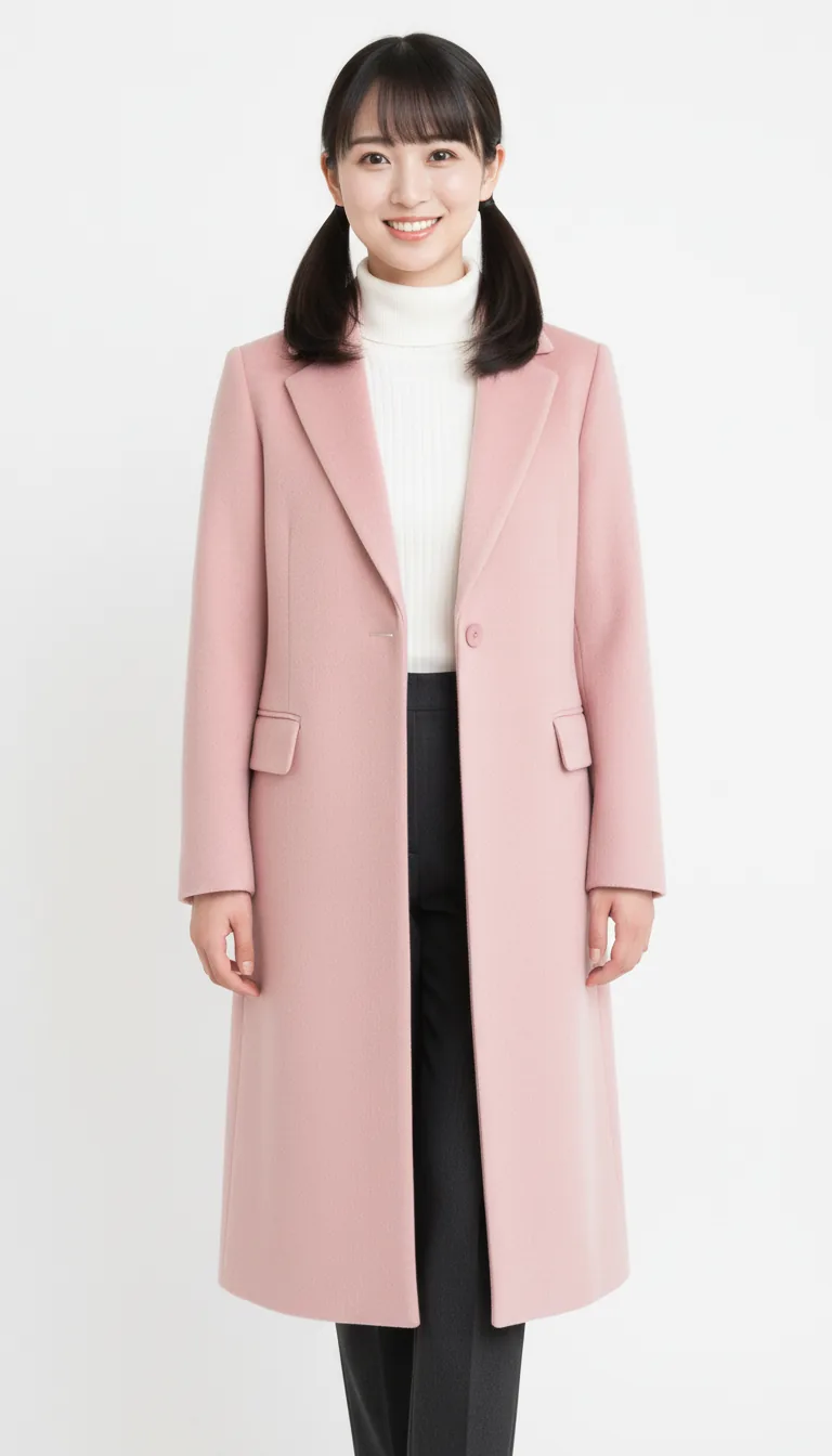 優雅粉色羊毛大衣