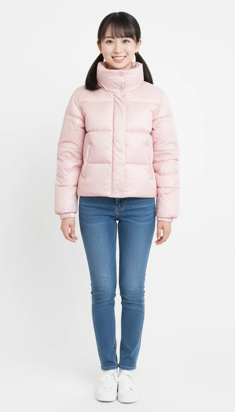 休閒粉色羽絨外套
