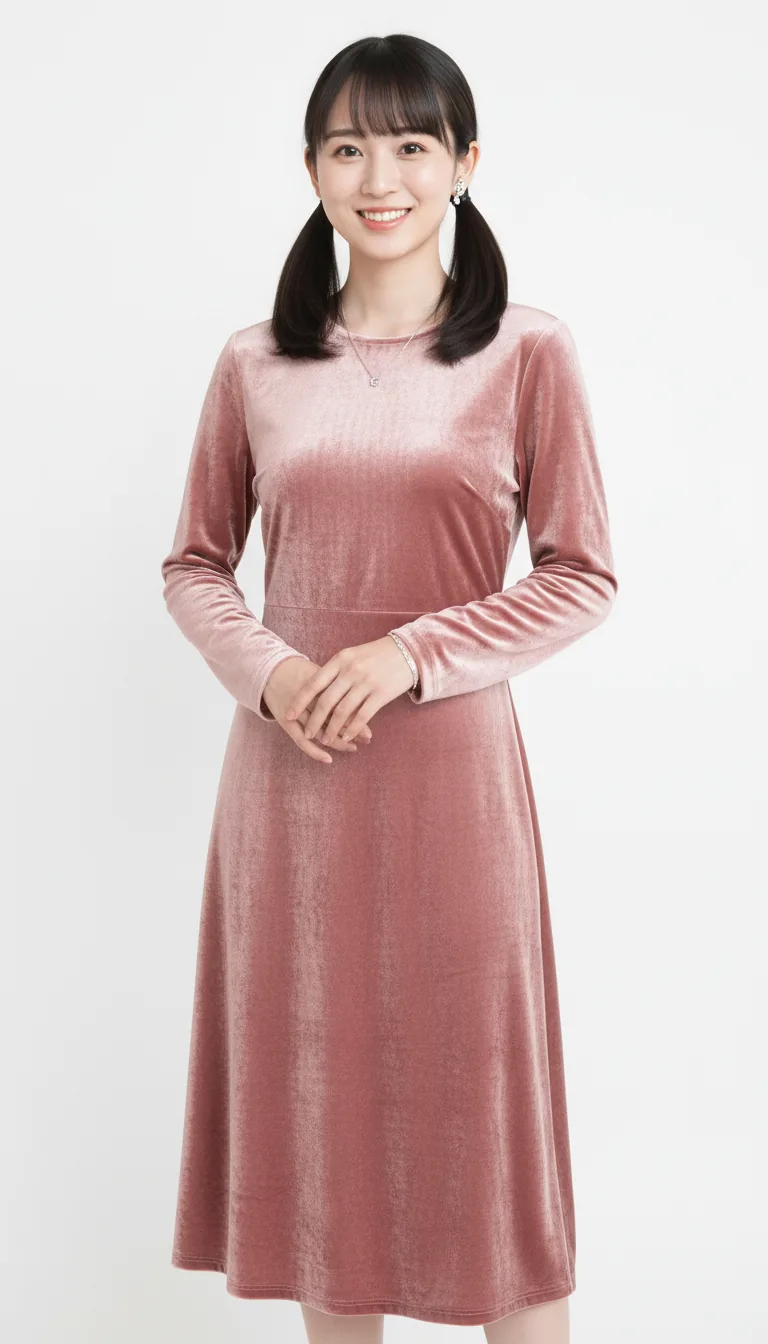 別緻粉色絲絨連衣裙